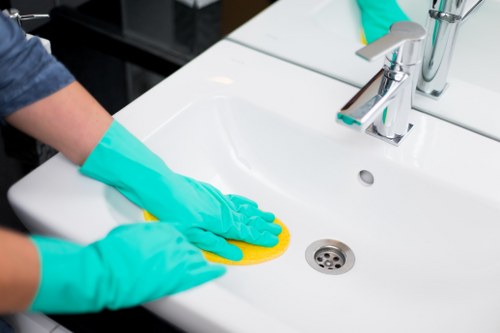 Local team carrying out after builders cleaning in NW11